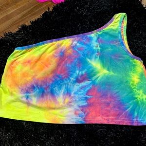 The-dye one shoulder shein top. Size large. Never worn
